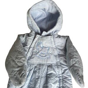 Le Petit Rothschild Infant Snowsuit 6mo Attached Mittens Booties Puffer Bunting